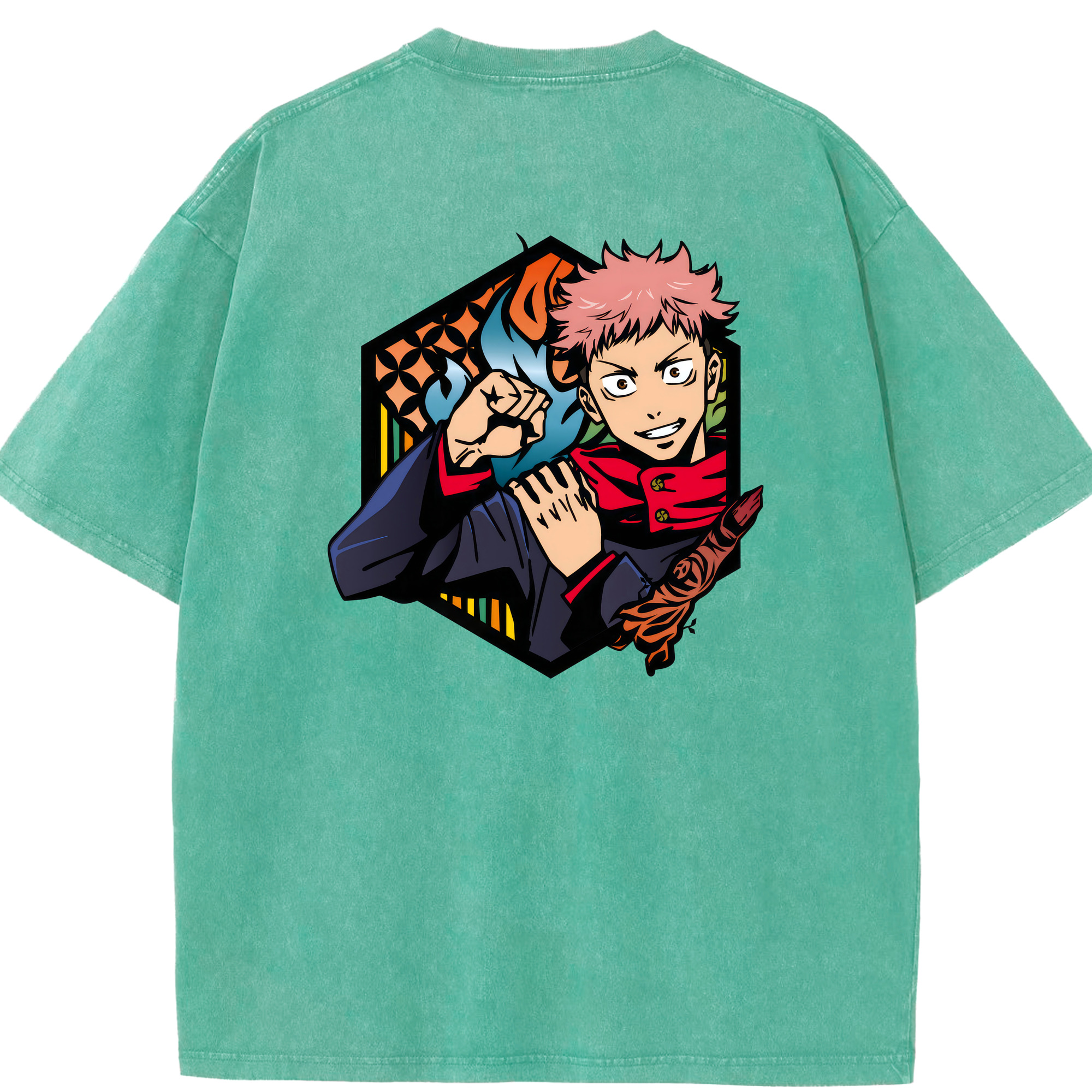 （画像用） 呪術廻戦 Jujutsu Kaisen 綿100% ヴィンテージ風 半袖Tシャツ（背面プリント）